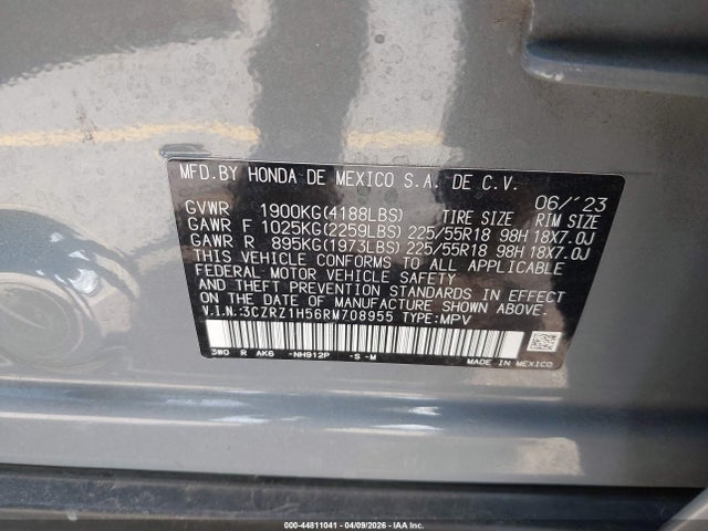 Aukcja sprzedaży 2024 Honda Hr-v 2wd Sport/2wd Sport W/o Bsi, vin: 3CZRZ1H56RM708955, numer aukcji: 44811041