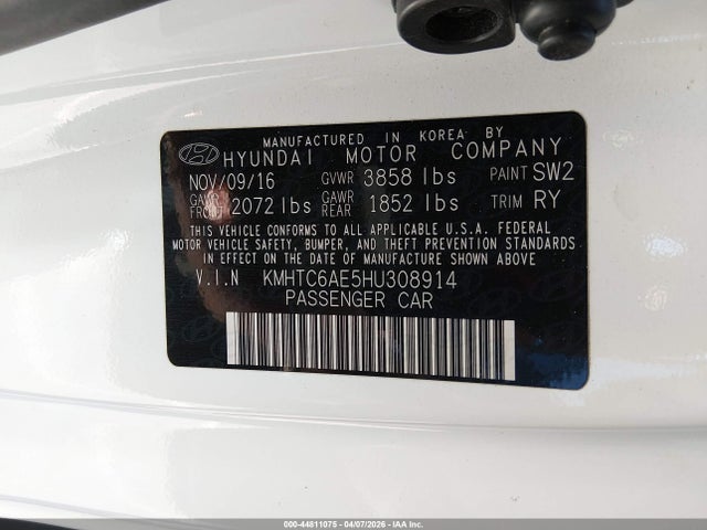 KMHTC6AE5HU308914 Hyundai Veloster Turbo