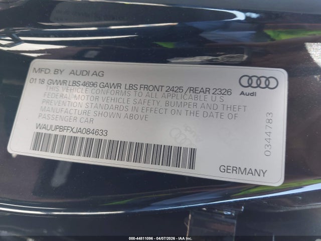 2018 Audi A3 E-tron 1.4t Premium/1.4t Tech Premium მანქანა იყიდება აუქციონზე, vin: WAUUPBFFXJA084633, აუქციონის ნომერი: 44811096
