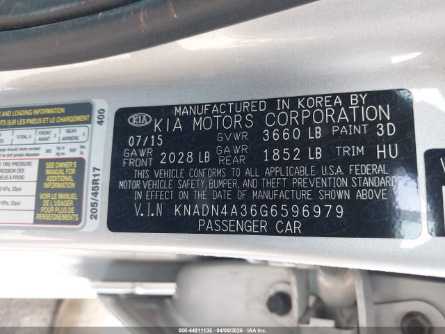 Aukcja sprzedaży 2016 Kia Rio Sx, vin: KNADN4A36G6596979, numer aukcji: 44811135