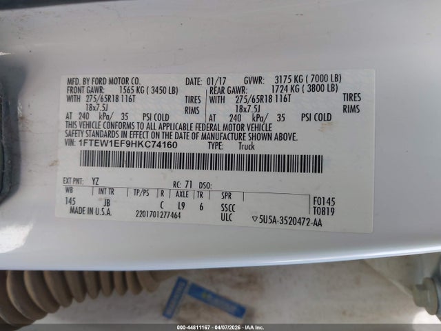 2017 FORD F-150 1FTEW1EF9HKC74160 Photo 8