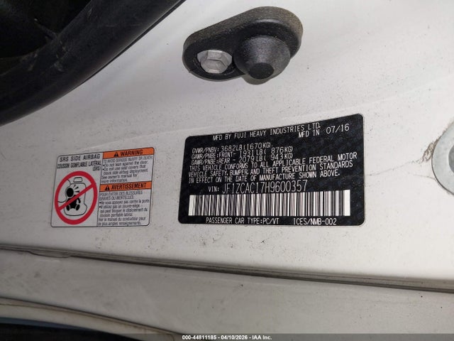 Aukcja sprzedaży 2017 Subaru Brz Limited, vin: JF1ZCAC17H9600357, numer aukcji: 44811185