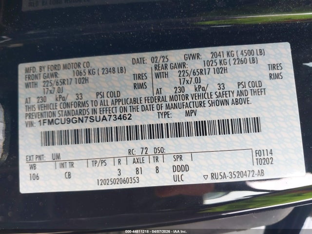 2025 FORD ESCAPE 1FMCU9GN7SUA73462 Photo 8