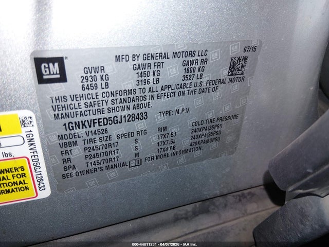 1GNKVFED5GJ128433 Chevrolet Traverse Ls
