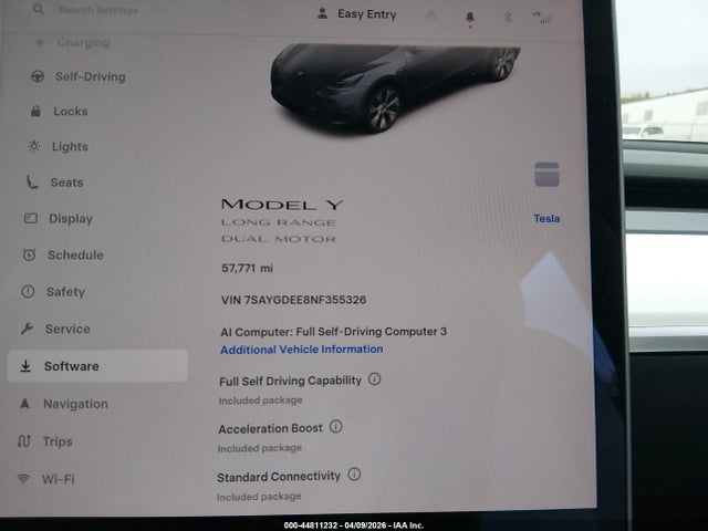Продаж на аукціоні авто 2022 Tesla Model Y Long Range Dual Motor All-wheel Drive, vin: 7SAYGDEE8NF355326, номер лоту: 44811232