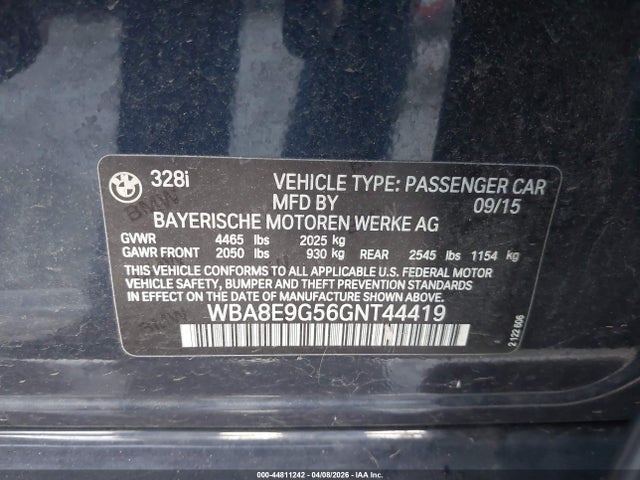 WBA8E9G56GNT44419 BMW 328I