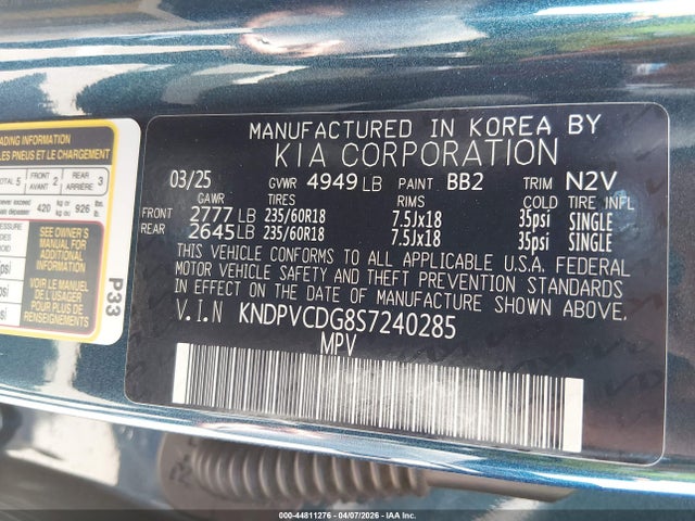 Aukcja sprzedaży 2025 Kia Sportage Hybrid Ex, vin: KNDPVCDG8S7240285, numer aukcji: 44811276