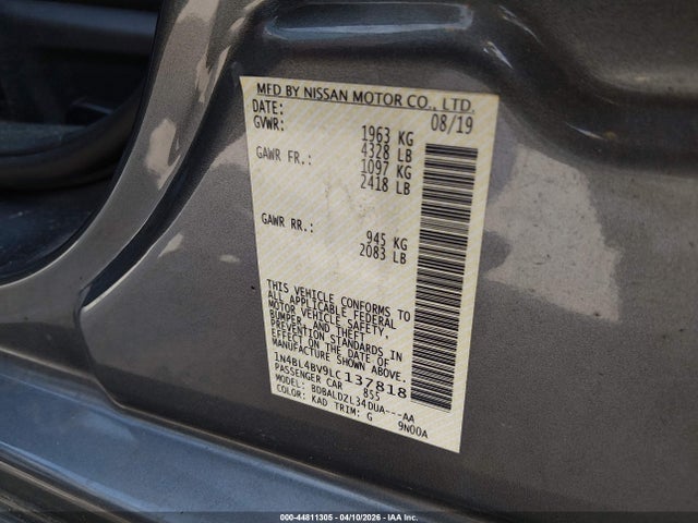 2020 NISSAN ALTIMA 1N4BL4BV9LC137818 Photo 8