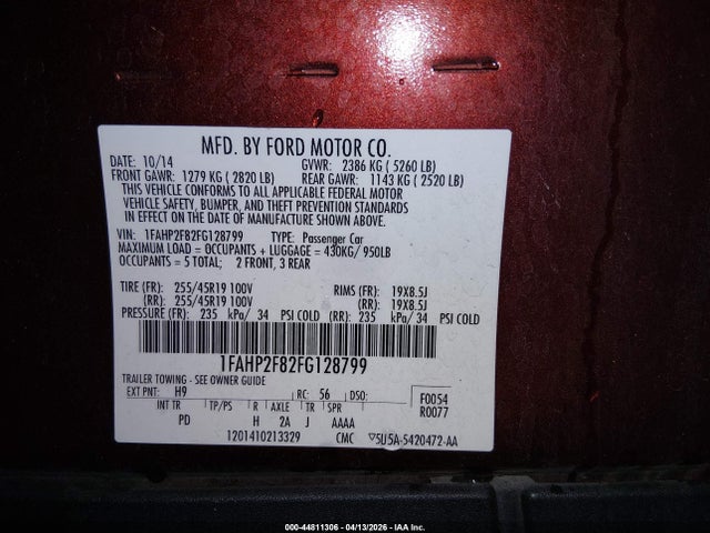 Ford Taurus Limited 2015 1FAHP2F82FG128799 Image 9