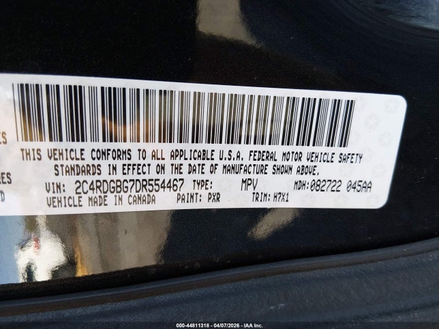 Aukcja sprzedaży 2013 Dodge Grand Caravan Se, vin: 2C4RDGBG7DR554467, numer aukcji: 44811318