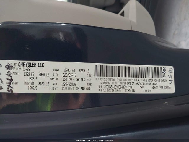 Продажа на аукционе авто 2009 Dodge Grand Caravan Sxt, vin: 2D8HN54159R584470, номер лота: 44811374