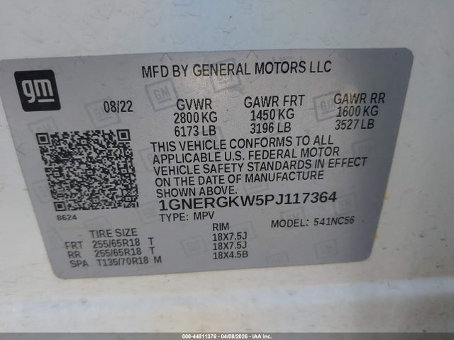 2023 Chevrolet Traverse Fwd Lt Cloth მანქანა იყიდება აუქციონზე, vin: 1GNERGKW5PJ117364, აუქციონის ნომერი: 44811376