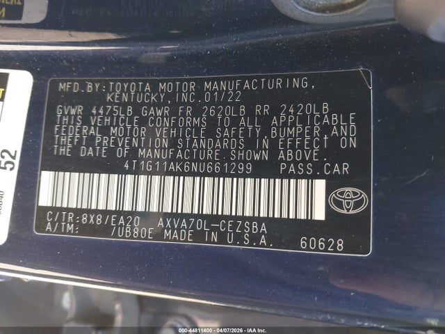 4T1G11AK6NU661299 Toyota CAMRY SE