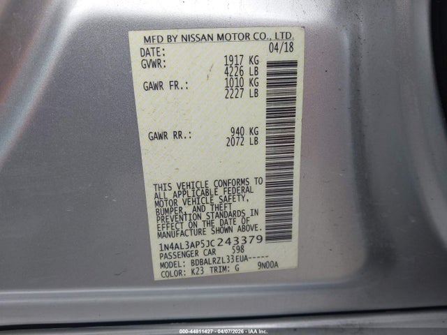1N4AL3AP5JC243379 Nissan Altima 2.5 Sl