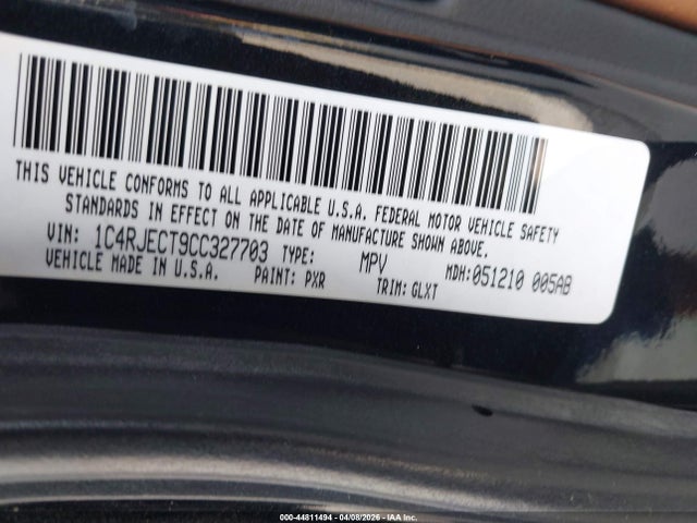 Aukcja sprzedaży 2012 Jeep Grand Cherokee Overland, vin: 1C4RJECT9CC327703, numer aukcji: 44811494