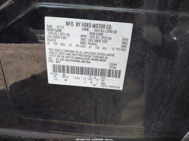 Продаж на аукціоні авто 2017 Lincoln Mkx Reserve, vin: 2LMPJ8LP5HBL46784, номер лоту: 44811510