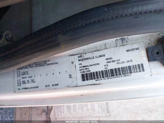 Продаж на аукціоні авто 2010 International 4000 4300, vin: 1HTMMAALXAH162390, номер лоту: 44811543