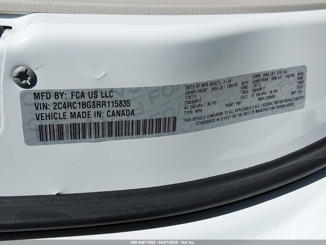 2C4RC1BG8RR115835 Chrysler Pacifica Touring L