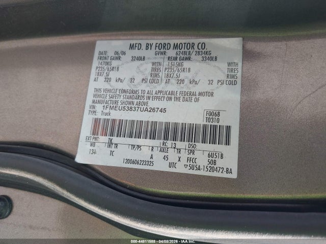 2007 FORD EXPLORER SPORT TRAC 1FMEU53837UA26745 Photo 8