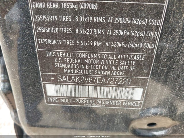 Land Rover LR4 2014 SALAK2V67EA727220 Image 9