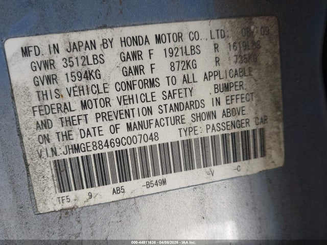 2009 HONDA FIT JHMGE88469C007048 Photo 8