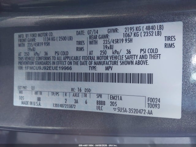 Ford Escape Titanium 2014 1FMCU9J92EUE19966 Image 9