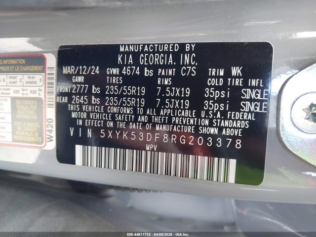 Продажа на аукционе авто 2024 Kia Sportage Sx-prestige, vin: 5XYK53DF8RG203378, номер лота: 44811723