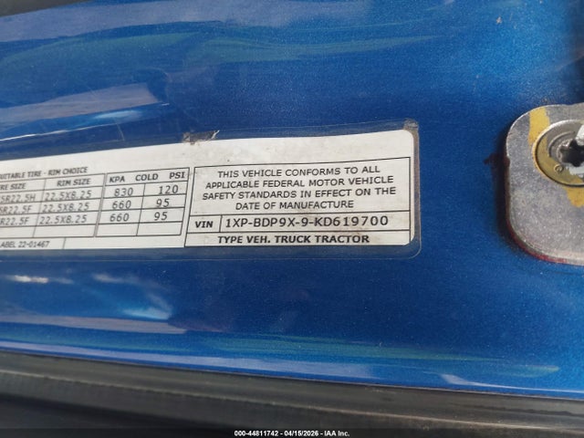 Продажа на аукционе авто 2019 Peterbilt 579, vin: 1XPBDP9X9KD619700, номер лота: 44811742