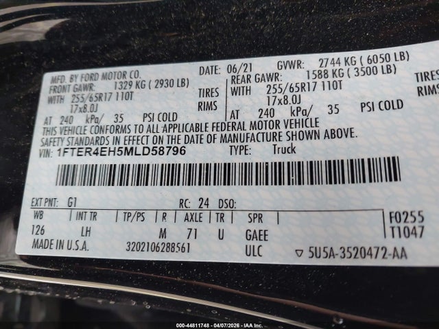 2021 FORD RANGER 1FTER4EH5MLD58796 Photo 8