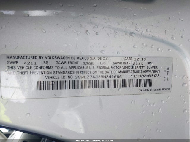 Aukcja sprzedaży 2011 Volkswagen Jetta 2.5l Sel, vin: 3VWLZ7AJ3BM341666, numer aukcji: 44811813