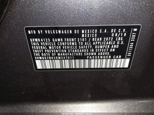 3VWG57BU2KM247011 Volkswagen Jetta 1.4t Sel Premium