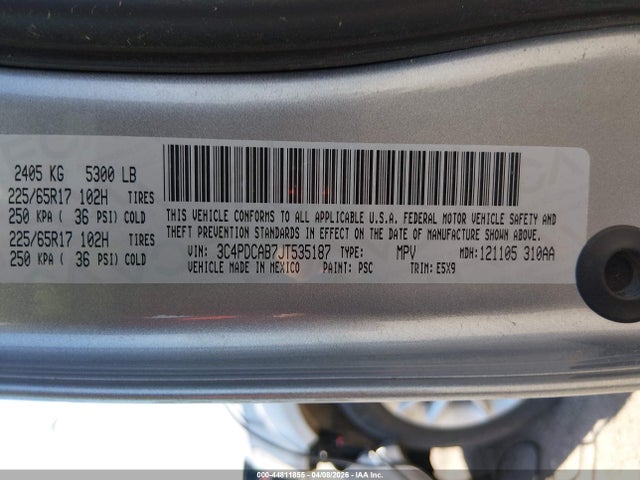 44811855 :رقم المزاد ، 3C4PDCAB7JT535187 vin ، 2018 Dodge Journey Se مزاد بيع