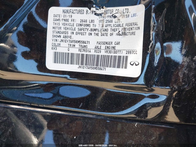 44811859 :رقم المزاد ، JN1EV7AR5KM558471 vin ، 2019 Infiniti Q50 3.0t Luxe مزاد بيع