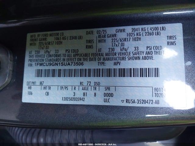 2025 FORD ESCAPE 1FMCU9GN1SUA73506 Photo 8