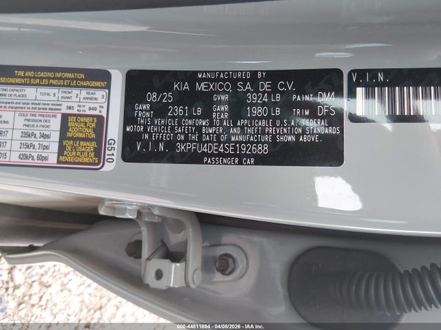 Aukcja sprzedaży 2025 Kia K4 Ex, vin: 3KPFU4DE4SE192688, numer aukcji: 44811894