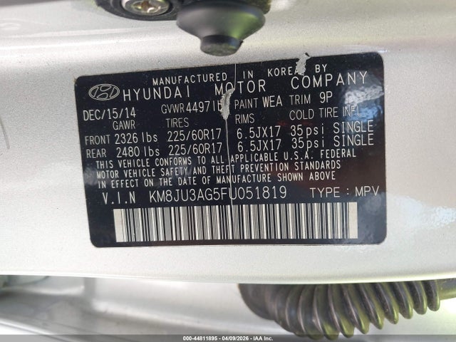 Продаж на аукціоні авто 2015 Hyundai Tucson Se, vin: KM8JU3AG5FU051819, номер лоту: 44811895