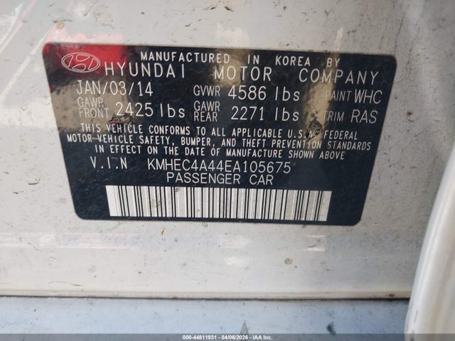 Aukcja sprzedaży 2014 Hyundai Sonata Hybrid Limited, vin: KMHEC4A44EA105675, numer aukcji: 44811931
