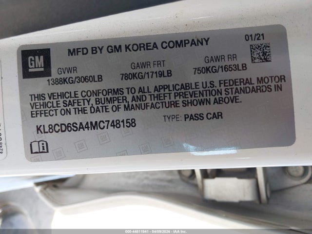 KL8CD6SA4MC748158 Chevrolet Spark Fwd 1lt Automatic