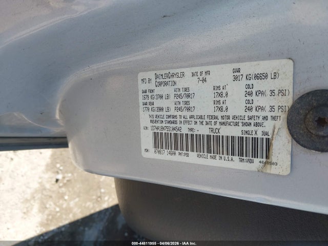 Продажа на аукционе авто 2005 Dodge Ram 1500 Slt/laramie, vin: 1D7HA18N75S104542, номер лота: 44811955