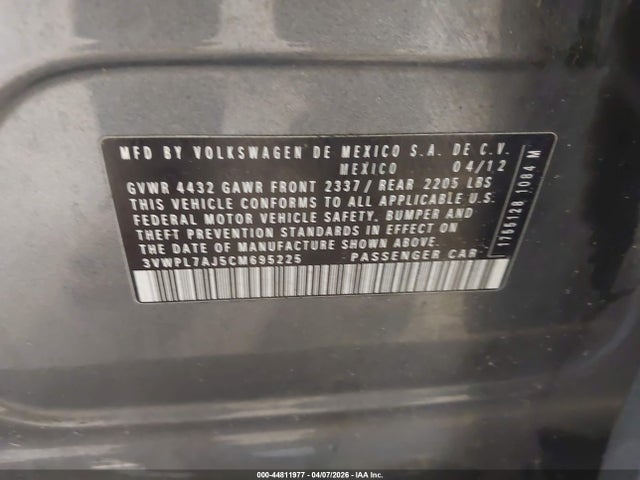 Продаж на аукціоні авто 2012 Volkswagen Jetta Sportwagen 2.0l Tdi, vin: 3VWPL7AJ5CM695225, номер лоту: 44811977