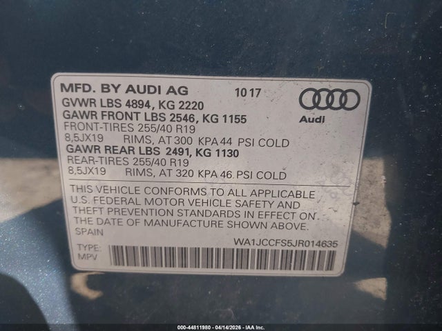 Продаж на аукціоні авто 2018 Audi Q3 2.0t Premium/2.0t Sport Premium, vin: WA1JCCFS5JR014635, номер лоту: 44811980