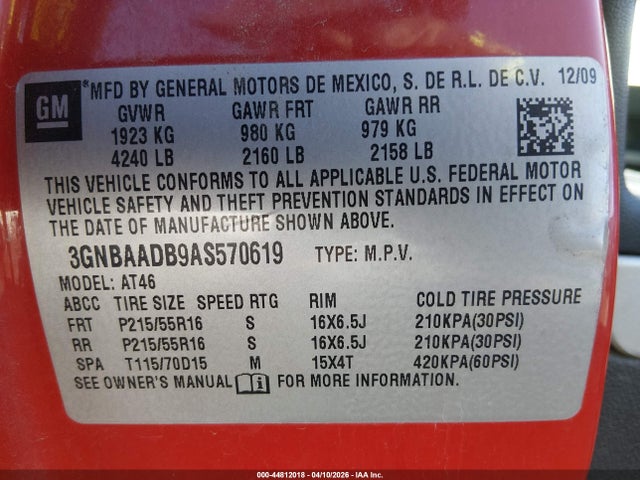 2010 CHEVROLET HHR 3GNBAADB9AS570619 Photo 8