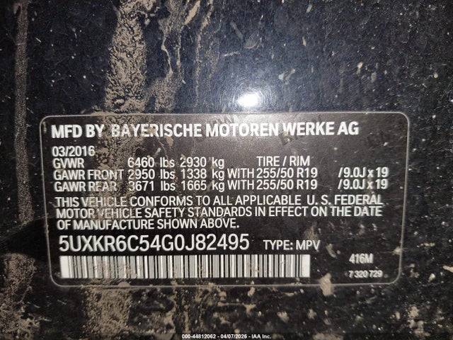 Продаж на аукціоні авто 2016 Bmw X5 Xdrive50i, vin: 5UXKR6C54G0J82495, номер лоту: 44812062