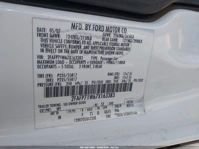 Aukcja sprzedaży 2007 Ford Crown Victoria Police/police Interceptor, vin: 2FAFP71W67X163383, numer aukcji: 44812065