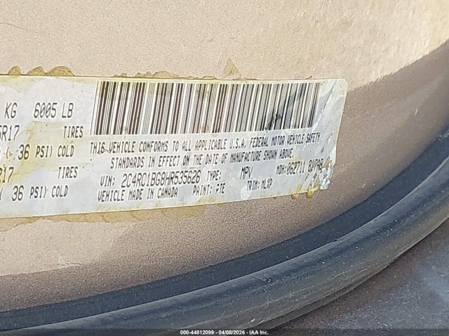 Aukcja sprzedaży 2017 Chrysler Pacifica Touring-l, vin: 2C4RC1BG8HR535626, numer aukcji: 44812099