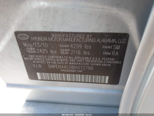 2011 HYUNDAI SONATA 5NPEB4AC0BH072788 Photo 8