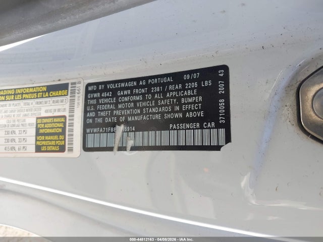 Aukcja sprzedaży 2008 Volkswagen Eos Lux, vin: WVWFA71F88V015914, numer aukcji: 44812163