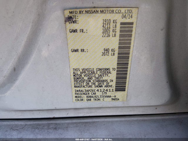 2014 NISSAN ALTIMA 1N4AL3AP2EC412411 Photo 8