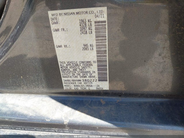 1N4BL4BVXMN380222 Nissan Altima S Fwd