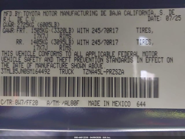 Toyota Tacoma Sr5 2025 3TMLB5JN0SM164492 Image 9